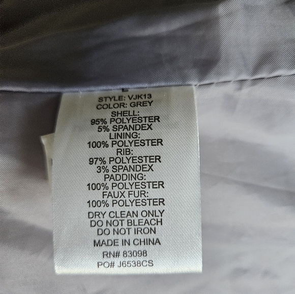 Ci Sono Velvet Gray Winter Jacket with Pink Faux Fur Collar - Picture 7 of 7